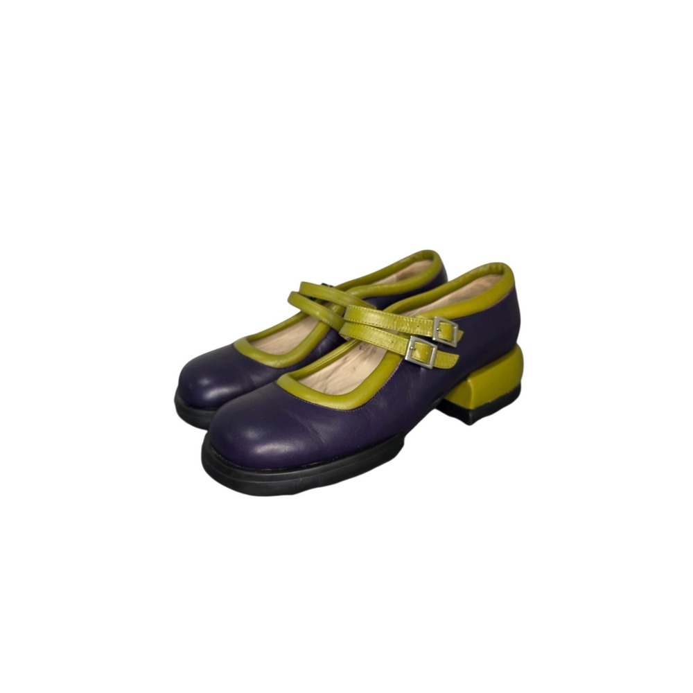 John Fluevog Unity Aimee Womens 9 Purple Green Leather Mary Jane Pumps